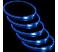 5 PCS LED Dog Collar, USB Rechargeable Flashing Collar for Night Safety, Adjustable, Waterproof, Bright Illuminated Collar for Dogs, One Size Fits All, Blue