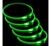 5 PCS LED Dog Collar, USB Rechargeable Flashing Collar for Night Safety, Adjustable, Waterproof, Bright Illuminated Collar for Dogs, One Size Fits All, Green