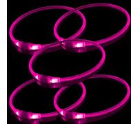 5 PCS LED Dog Collar, USB Rechargeable Flashing Collar for Night Safety, Adjustable, Waterproof, Bright Illuminated Collar for Dogs, One Size Fits All, Pink