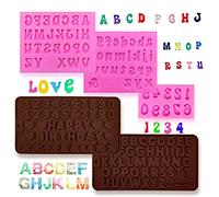 5 Pcs Letter and Number Fondant Molds, VEINARDYL 0-9 Number A-Z Letter Alphabet Handmade Silicone Candy Chocolate Molds Baking Mould Happy Birthday Cake Decorations Symbols