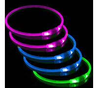 5 PCS Light up Dog Collars for Night, USB Rechargeable Flashing Collar for Night Safety, Adjustable, Waterproof, Bright Illuminated Collar for Dogs, One Size Fits All, Blue+Pink+Green