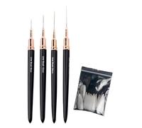 5 Pcs Linear Nail Brush Nail Art Brushes Set Thin Lines Long Strokes Black Handle Design Tool Kit Sizes 4 8 12 20 25 mm for Fine Detailing Drawing