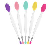 5 Pcs Lip Scrub Brush Dual-ended Lip Scrubber Exfoliator Gentle Soft Silicone Lip Brush 2-in-1 Silicone Lip Scrub Tool Lips Mask Applicator for Smoother Bright Fuller Lips Appearance