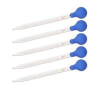 5 Pcs Liquid Pipettes Glass Scale Graduated Pipette Transparent Glass Liquid Droppers, 0.5ml, 1ml, 2ml, 3ml, 5ml, 10ml Rubber Bulb