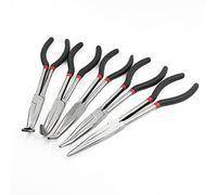 5 Pcs Long Reach Needle Nose Pliers Set, 11 Inch Straight and Bent Nose Pliers with Hose Grip Pliers, Extra Long Reach Tool Set for Car Repair, Garage, Workshop, Mechanics and DIY
