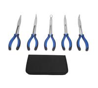 5 Pcs Long Reach Plier Set, Professional Steel Needle Nose Pliers with Ergonomic Grip, 25 45 90 Degree Bent Long Circle Nose Pliers for Narrow Spaces, Ideal for Auto Repair and Jew