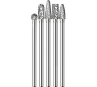 5 Pcs Long Shaft Tungsten Carbide Burrs Set Kit Bits 1/4" Long Shank 110mm Cut Port Cast Iron Steel Aluminum Cylinder Head Engine Intake Exhaust Manifold for Tight Hard-to-Reach Not Fit 1/4 Collect