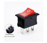 5 PCS/LOT 12Models KCD1 Series 21 * 15mm 3/4/6Pin Boat Car Rocker Switches 6A/250VAC 10A/125V AC With Red Green Lamp Switch IDGTTLDF(102 Red No Lamp,5PCS)