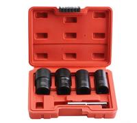 5 Pcs Lug Nut Remover Socket Tool Kit Set For Stripped Bolt Extraction Vehicle Repair Maintenance Compact Case Included Metal Construction Ergonomic Grip Design