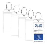 5 PCS Luggage Tag Holders - Clear Waterproof PVC Pouch with Zip Seal & Steel Loops - All Cruise Ships (7.2 * 3.46Inch) (5)