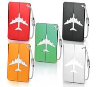 5 Pcs Luggage Tags, Luggage Labels for Suitcases with Steel Loop and Waterproof Name ID Card for Travel Bag, Checked Luggage, Suitcases, Laptop Bags, Backpacks (7.5 x 4.5 cm, 5 Colours)
