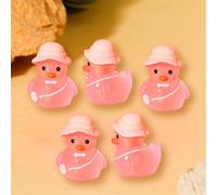 5 Pcs Luminous Mini Resin Ducks, Miniature Wearing Hat Backpack Ducks Figures, Glow in The Dark Ducks for Tabletop Landscape Dollhouse Garden DIY Crafts Cake Decor
