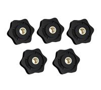 5 PCS M6 Star Clamping Nuts, Plastic and Brass Wing Nuts, Clamping Handle Knobs Diameter 31mm, Handle Star Nut for Machines, Furniture, Machine Tools, Fitness Equipment (5Pcs Black)
