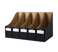 5 Pcs Magazine File Holder with Labels A4 Document Organizer Hard Cardboard Bulk Papers Stationery Storage Box Art Projects Books Divider Rack Desktop Files Filling Shelf for Home/Office/School Dorm