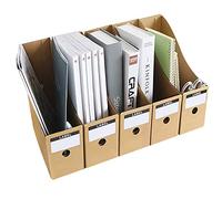 5 Pcs Magazine File Holder with Labels A4 Document Organizer Hard Cardboard Bulk Papers Stationery Storage Box Art Projects Books Divider Rack Desktop Files Filling Shelf for Home/Office/School Dorm