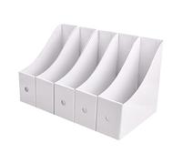 5 Pcs Magazine Files Holder, Cardboard File Rack with Labels, Foldable A4 Folder Holder, Multicolor Desktop File Organizer, Magazine Storage Boxes for Office School Home Dormitory (White)