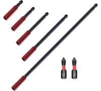 5 PCS Magnetic Bit Holder + 2 PCS Non-Slip Screwdriver Bit Set,S2 Steel Impact Duty 1/4” Hex Shank Drill Holder 50mm 60mm 100mm 150mm 300mm Drill Extension Compatible with Bosch Makita Dewalt (7)