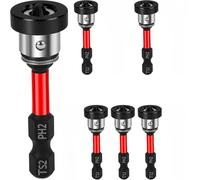 5 Pcs Magnetic Positioning Screwdriver Bits 1/4" Hex Shank Drywall Screw Setter 50mm PH2 Bits for Plasterboard Screw Hex Shank Positioning Bit Batch Head (Yellow) (Red)