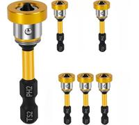 5 Pcs Magnetic Positioning Screwdriver Bits 1/4" Hex Shank Drywall Screw Setter 50mm PH2 Bits for Plasterboard Screw Hex Shank Positioning Bit Batch Head (Yellow)