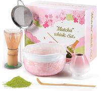 5 Pcs Matcha Set, Gifts for Women, Pink Matcha Kit, Matcha Whisk Set, Matcha Tea Set for Making Latte, Matcha Whisk and Bowl with Scoop Sifter, Matcha Bowl, Birthday Gift for Matcha Lovers