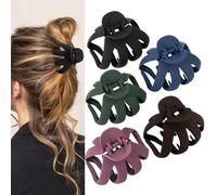 5 Pcs Matte Octopus Hair Claw 2.8" Medium for Women Strong Grip Non-slip Jaw Clips for Hair, 90' Strong Hold Non-slip Neutral Matte Spider Octopus Jumbo Hair Clips for Women Accessories (Color2)