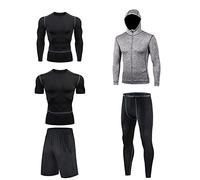 5 Pcs Mens Compression Underwear Set ,Men’s Thermal Gym Clothes Set Cool Dry Base Layer Long Pants Long Sleeve Top Shorts Fitness Tights Shirt Suit for Workout Training Running Cycling Legging