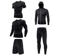 5 Pcs Mens Compression Underwear Set ,Men’s Thermal Gym Clothes Set Cool Dry Base Layer Long Pants Long Sleeve Top Shorts Fitness Tights Shirt Suit for Workout Training Running Cycling Legging
