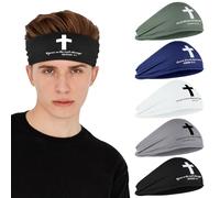 5 Pcs Mens Headband 100% Jesus Headband Christian Sweatband Headbands for Running,Cycling,Football,Yoga,Hairband for Women and Men