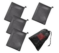 5 Pcs Mesh Bags, Small Drawstring Bag, Black Storage Bag, Drawstrings Travel Stuff Bags, With Cord Lock Closure, for Kitchen, Jewelry, Toys Gifts, Wedding Favour, Home Pouch(Black,14 X 19 Cm)