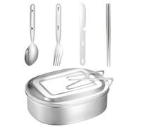 5 Pcs Mess Tin, Mess Tins, Camping Saucepan, Stainless Steel Camping Mess Kit, Cookware Set With Tins And Foldable Cutlery, Portable For Hiking And Outdoor Cooking