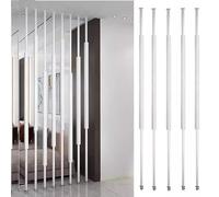 5 Pcs Metal Frame Room Divider Custom Wooden Slat Partition Floor to Ceiling Ideal for Living Room & Bedroom Cubicles (Natural 240cm 7.8ft)