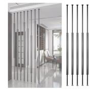 5 Pcs Metal Frame Room Divider Customizable Wall Partition with Floor to Ceiling Wooden Slats Ideal for Living Room & Bedroom Cubicles (Black 130cm 4.2ft)