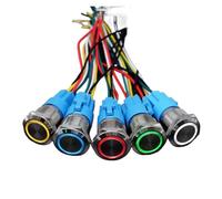 5 pcs Metal Push Button Switch 12v 16mm 19mm 22mm Ring Lamp Momentary Waterproof LED Light Self Lock Reset Power Switch 220V 5V IDGTTLDF(With wire,22MM_3V-6V)