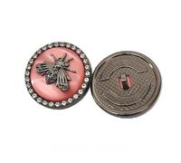 5 Pcs Metal Rhinestone Honey Bee Botton Round Shape Button for Sewing DIY Crafts Jewelry Making (Gun Black Pink, 25mm)