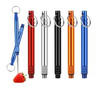 5 PCS Metal Titanium Toothpick,Portable Reusable Toothpick,Stainless Steel Titanium Retractable Fruit Pick Pocket Toothpicks with Keychain Dental Picks Tea Tree Toothpicks for Travel Picnic Camping