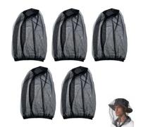 5 Pcs Midge Nets for Head Protecting Net,Mosquito Smidge Hat,for Fine Mesh Insect Face Neck Netting,Mosquito-Proof Pullover,Cover Proof Hood Suitable for Outdoor, Hiking,Camping,Climbing,Walking