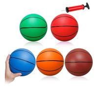 5 Pcs Mini Basketball Set, 16cm Colorful Kids Mini Ball Toys, Soft Rubber Small Bouncy Inflatable Ball for Over Door Basketball Hoop, Swimming Pool, Indoor And Outdoor (with Air Pump and Needles)