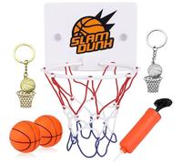 5 PCS Mini Basketball Set Small Basketball Hoop Set Sucker with Metal Basketball Keychain Gifts for Boys Girls Mini Basketball Hoop for Door Office Desktop Bathroom Toilet
