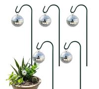 5 Pcs Mini Disco Balls Garden Stakes, 1.2"/2.4"/3.5" Silver Mirror Disco Ball for Planter, Sun Catcher Mirror Ornaments for Plants and Flowers