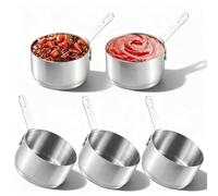 5 PCS Mini Saucepan, 100ml 3.38oz Condiment Sauce Cups with Handle Stainless Steel Mini Sauce Pot Small Dipping Bowls Commercial Grade Dipping Cups for Kitchen Picnic