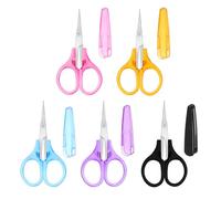5 Pcs Mini Scissors, 3.6 Inch Small Scissors with Cover, Compact Stainless Steel & ABS Portable Craft Scissor (Pink, Purple, Blue, Black, Yellow)