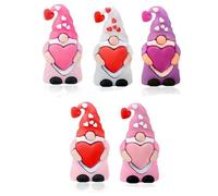 5 Pcs Mini Valentines Gnomes Figurines, Pink Tabletop Decor Tiny Dwarf Gnomes Gifts for Women Wedding Anniversary, Valentines Party Favors (1 Se)