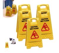 5 Pcs Miniature Wet Floor Warning Signs, Mini Caution Sign, for Dollhouse Realistic Caution Signs for Role Play and Educational Use for Creative Play and Model Collections Dollhouse