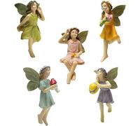 5 Pcs Miniatures Fairies Figurine Mini Garden Figurine Set Flower Fairy Statues Without a Stick for Outdoor Lawn Yard Home Decor Lovely Resin Pot Angel Accessories (Flower Fairy)