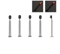 5 Pcs Model Railway Light Block Signal, Signal Lamp HO Scale Model Train Railroad LED Signals 2/3 Pedestrian Lamp, 1:87(Two Lights)