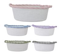 5 Pcs Multicolor Cotton Rope Storage Baskets, Hand-Woven Organizer Bins, 11.8 in / 30 cm Long, Soft and Long-Lasting, Oval Bottom Organizers for Nursery and Gifts