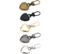 5 Pcs Multicolor Journey Studio Heart Shaped Zipper Pull Replacement Metal Zipper Backpack Zippers Mend Fixer Repair for Coats Jackets Luggage, Fasteners, Sewing Notion Supplies