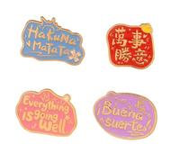 5 Pcs Multilingual Everything is Going Well Blessing Pins, Inspirational Encouraging Badges, Men's and Women's Clothing Backpack Accessories