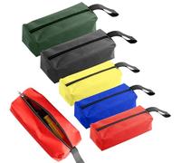 5 pcs Multipurpose Zipper Small Tool Bag with Hanging Loop, Polyester Small Tool Pouch Tote Bags Unisex Utility Tool Organizer Storage Bag for Screwdriver Wrench Pencil(Black+ Green+Yellow+Red+Blue)