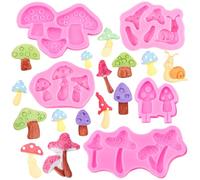 5 PCS Mushroom Silicone Moulds Snail Fondant Mould Mushrooms Cake Candy Mold Chocolate Baking Tools for Cake Decorating Cupcake Topper Polymer Clay Candy Chocolate Gum Paste